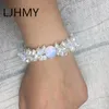 Bangle Stone White Pearl Beaded Boho Chunky Statement Bracelets Elastic Gifts for Women Stone Bracelet Jewelry