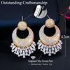 Knot Threegraces Fashion Geometric 3 Tone Gold Color Dubai Cubic Zirconia Drop Dangle Earrings Nigerian Women Wedding Jewellery ER418