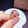 Кластерные кольца модные конфеты Color Tourmaline Gemstone Кольцо для женского орнамента в стиле цветов натуральный драгоценный камень Real 925 Silver Girl подарок