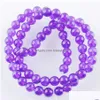 Jade Yowost Natural Purple Logo Longe Pedra Gemtone Rodada 6mm 8mm 10mm Spacer Strand Para fazer bolé de bolé de joias de colar Acessórios para jóias D DH5WN