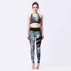 Women's Two Piece Pants Sportswear Yoga Set Tights Top Seamless Sport Bra Outfit Fitness High Waist Women Tracksuit Long Printed 2