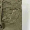 Hole Street amari Denim 851 amirl Army amirlies ires Jeans am Pants amis ies High imiri Fashion amiiri Green Broken Designer Clothing Patch Elastic Slim Fit Porté EWWQ