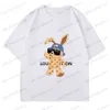 Erkek Tişörtler 2023 Yaz Karikatür Tavşan Pamuk Tshirt Erkekler Kadın Moda Giysileri Kısa Kol Tişörtleri Lüks Marka Baskı Erkek Tee Üstleri T230523