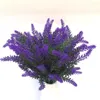 Flores decorativas de decoração romântica decoração de lavanda artificial Fake Bouquet Grãe simulação DIY de plantas aquáticas