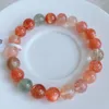 Strand Naturel Vert Arusha Orange Sunstone Fraise Quartz Béryl Bracelet 9.1mm Clair Perles Rondes Femmes Bracelet