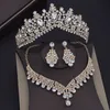 Ensembles de bijoux de mariée en cristal rouge de qualité pour femmes, diadèmes, couronne, collier, boucles d'oreilles, robe de mariée, ensemble de bijoux de dubaï