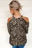 Chemisiers pour femmes imprimé léopard licou épaule froide pull chemisier haut femmes à la mode décontracté S-2XL printemps hauts