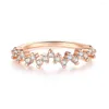 Cluster Rings Trendy Zircon for Women Girls Simple Wave Style Rose Gold Color Daily Party Gift Fashion Jewelry R898