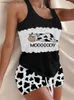 Zestaw kreskówek kreskówek Cute Cartoon Cow Cow Zestaw snu dla kobiet Cami Top z szufladami szorty Casual Kawaii Pajama Sets 2023 Summer T230523