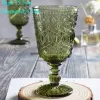 Groothandel 270 ml Europese stijl reliëf glas in lood wijnlamp Dikke bekers 7 kleuren bruiloftdecoratie geschenken e0816