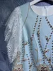 Robe de créateur originale 2023 printemps/été à manches courtes en vrac robe à col rond mode impression à la main perlée Monochrome Patch dentelle S-XL
