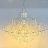 Kroonluchters Modern Crystal Led kroonluchter voor levende eetkamer opvouwbare duple plafondverlichting villa loft keuken decor luster