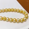 Chains 8-9mm Natural South Sea Genuine Golden Round Pearl Necklace