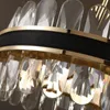 Chandeliers Manggic Modern Led Crystal Chandelier Rectangular Designer Creative Leather Dining Room Lamp