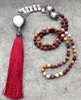 Hänge halsband naturliga pärlpärlor mookait tiger öga sodalite clear quartz knut tassel handgjorda halsband 30-32 tum