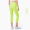 LU-42 Hizala Kapriler Yoga Tayt Spor Giyim Kadın Tayt Düz Renk Yüksek Bel Spor Salonu Giysi Egzersiz Pantolon Egzersiz Tayt