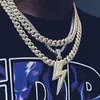 Halsband Topgrillz Iced Out Bling Lightning Hängen med tenniskedjan Kopparmaterial AAA Cubic Zircon Men's Hip Hop Jewelry Gift