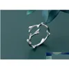 Band Rings New Simple Fashion Antler 925 Sterling Sier Jewelry Personality Branch Leaf Opening R039 Factory Price Expert Des Dhgarden Dhzqf