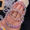 Bangles Natural Rainbow White Quartz Clear Round Beads Bracelet 8mm 10mm Round Beads Bracelet Women Stretch AAAAAA