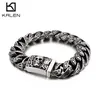 Bangle KALEN Punk Schedel Bedelarmband Heren 22 cm 21.5 cm Roestvrij Staal Mysterieus Symbool Link Chain Armband Boho Homme Sieraden 2019