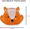 New Figurines Ceramic Fox Figurines Kids Money Banks Collectible Decoration Piggy Coin Bank Animal Forest Theme Decor for Home Holiday Gifts G230523