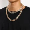 Bracelets 2020 Iced Out Paved Rhinestones Gold Silver Full Miami Curb Cuban Chain CZ Bling Rapper Necklaces for Men Hip Hop Jewelry