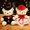 2pcs/par 15 cm Kawaii Teddy Bear New Styles Toys macios Brinquedos fofos Caso de casal de pelúcia