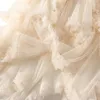 Jupes femmes couches Tulle longue mode taille haute plissée maille couleur unie volant garniture volants jupe mi-longue Longue Falda Mujer