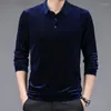 Polos pour hommes 2023 haute qualité velours doré luxe Polo hommes printemps à manches longues t-shirt Homme décontracté Slim Fit Camisa T1129