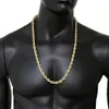 Necklaces Heavy Hip Hop 24" Unisex Rapper's 7mm Solid Rope Chain Necklace 18k Yellow Gold Filled Collar Clavicle Men Jewelry Gift