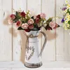 Vasi Oggetti decorativi Figurine Vaso Fiore Metallo Fattoria Brocca Brocca Secchio Rustico Zincato Decor Fiori Per Latte Chic Shabby Vaso Vintage 230522