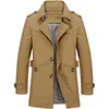 Men's Trench Coats Men's Light Luxury Business Windbreaker Long Jacket 2023 Spring Casual Cotton Wash Coat High Street Suit