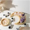 Other Home Decor Crystal Wooden Tray Decoration Ornaments Creative Moon Shape Essential Oil Display Drop Delivery Garden Dhlca