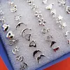 Stud Earrings 2 Sets 24-pair Different Shape Fashion Plastic Ear Studs Mix Boxed Set Sliver Body Piercing Jewelry