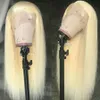 Blonde 13x4 dentelle frontale perruque #613 couleur dentelle frontale brésilienne transparente dentelle perruque pré-plumée perruques de cheveux humains