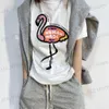 Herr t-shirts streetwear harajuku mänsklig tecknad flamingo kameleon bomullsslub bomullstoppar t-shirt för män t230523