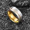 Rings NUNCAD 8mm Damascus steel Ring Steel Black Damascus Groove Gold Line Twotone Men's Fashion Wedding Jewelry Best Gift