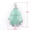 Pendant Necklaces Natural Gem Stone Teardrop Aventurine Love Beads Reiki Chakra Healing Necklace Chain Jewelry N3467 Drop Delivery Pe Dh4Kd