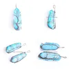 Collares pendientes Colgantes de pilar de cristal azul natural Hecho a mano Alambre de cobre antiguo Árbol de la vida envuelto para collar Joyería N3749 Dhob5