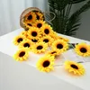 Decorative Flowers 4.5/7.5/9cm Fake Sunflowers Head Artificial Silk Daisy DIY Wreath Headwear Craft Christmas Home Year's Party Decor