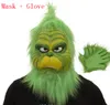 Party Masks Cute How Christmas Green Haired Cosplay Mask Latex Halloween Xmas Full Head Latex Mask Cosplay Costume Mask Props 230523