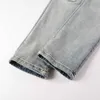 Designerkläder amires jeans denim byxor 866 trendiga märke amies ljus färg lapp med riven lapp tyg slitna smala passande små fot high street jeans för män di