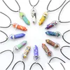 Pendant Necklaces Natural Crystal Stone Necklace Hand Carved Creative Hexagonal Column Gemstone Fashion Accessory With Chain Drop De Dhnpq