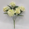 Decorative Flowers Five-head Artificial Silk Hydrangea Simulation Fake Flower Wedding Bridal Bouquet Home Restaurant Balcony Garden