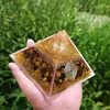 Componenti Orgonite piramide giallo tigre occhio naturale colonna naturale pietre di meditazione terapia piramide orgone energia guarigione reiki chakra