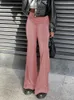 Spodnie damskie eleganckie biuro kobiety Slim Fit Flare Casual Streetwear Patchwork Solid Long Długi sezon Podstawowe elastyczne spodnie w talii