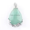 Pendant Necklaces Natural Gem Stone Teardrop Aventurine Love Beads Reiki Chakra Healing Necklace Chain Jewelry N3467 Drop Delivery Pe Dh4Kd