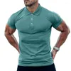 Polo's van heren van hoge kwaliteit heren Summer Solid Color T-shirt Multi-knop katoen met korte mouwen Polo shirt Casual Fashion Top