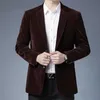 Mäns kostymer herrblazers Autumn and Winter Suit stilig affär kort corduroy jacka singel casual liten ull tweed koreansk topp