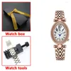 Zegarek na rękę Japan Rose Gold Steel Band Watch For Women Vintage Oval Quartz Rhinestone Arabic Numeral Dial Kalendarz Wodoodporny biznes